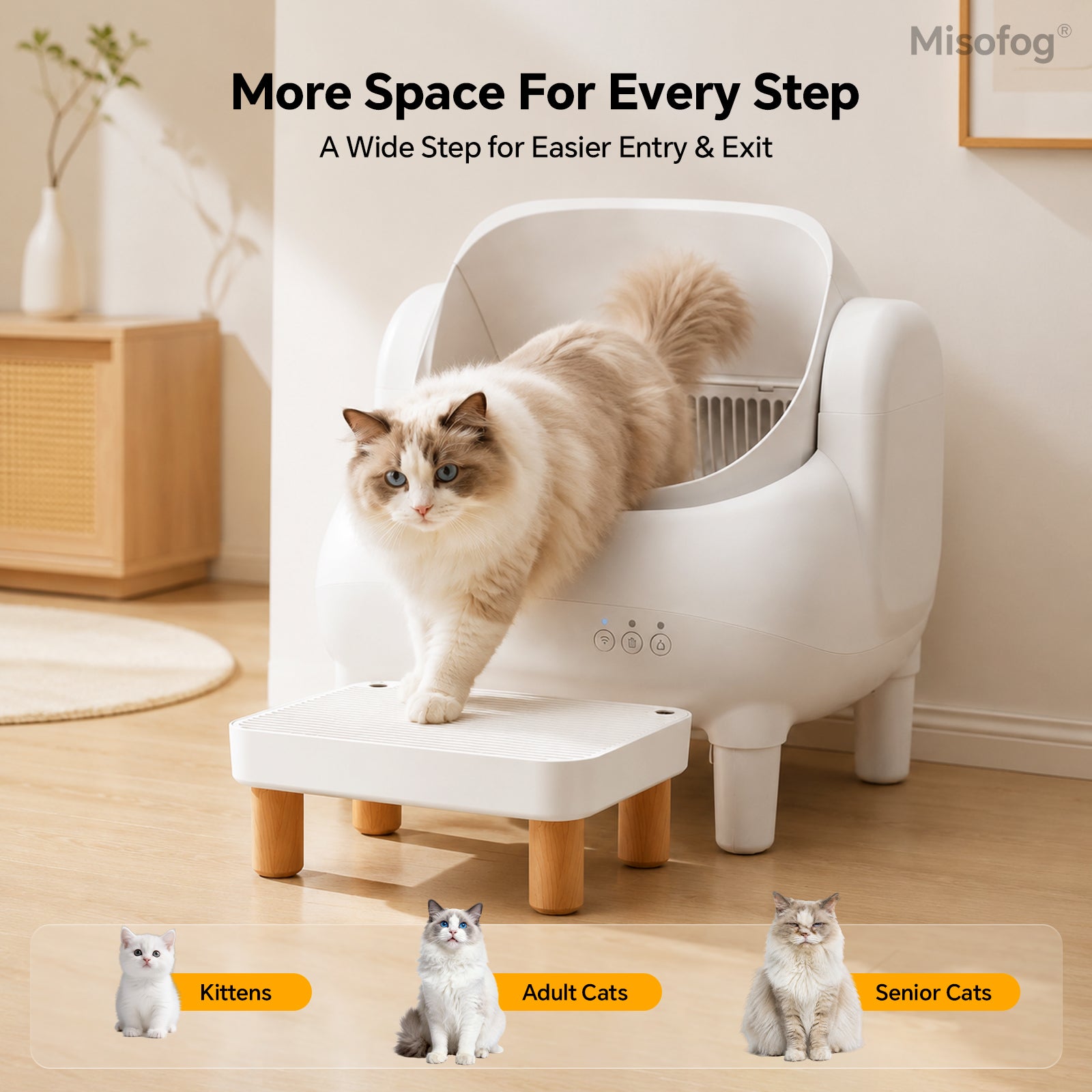 Misofog Cat Litter Box Step – Litter Catching Platform for Standard & Automatic Litter Boxes