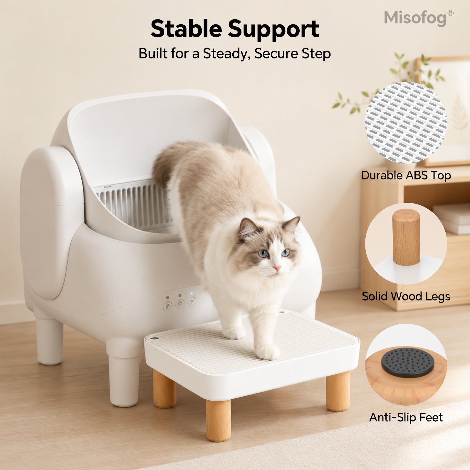 Misofog Cat Litter Box Step – Litter Catching Platform for Standard & Automatic Litter Boxes