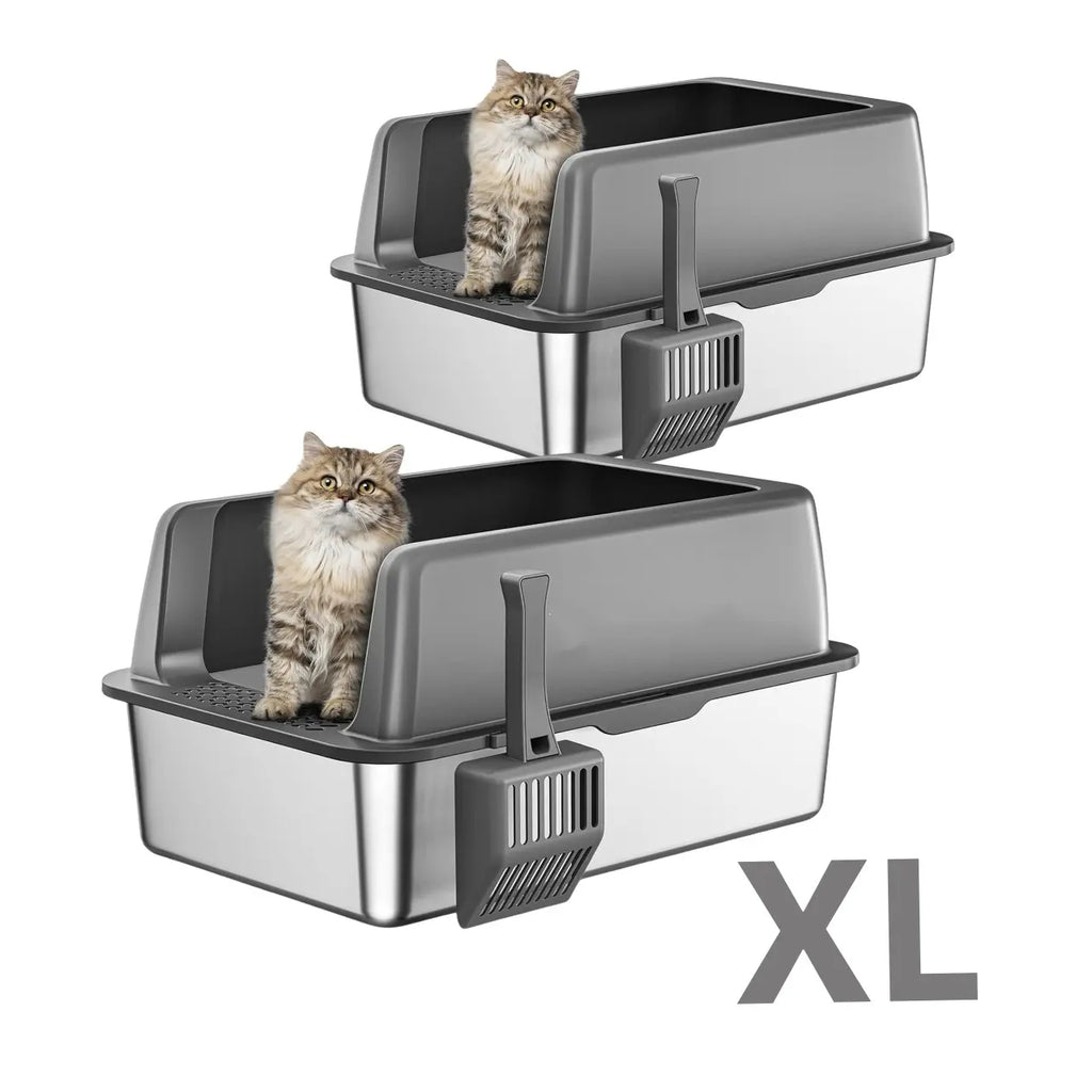Misofog 2-Pack XL Stainless Steel Litter Boxes