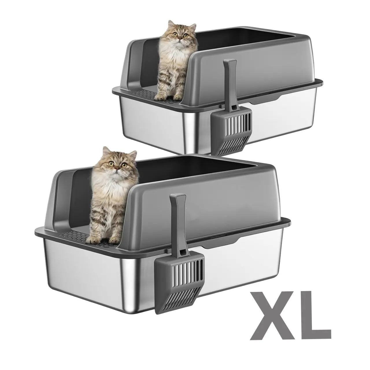 Misofog 2-Pack XL Stainless Steel Litter Boxes