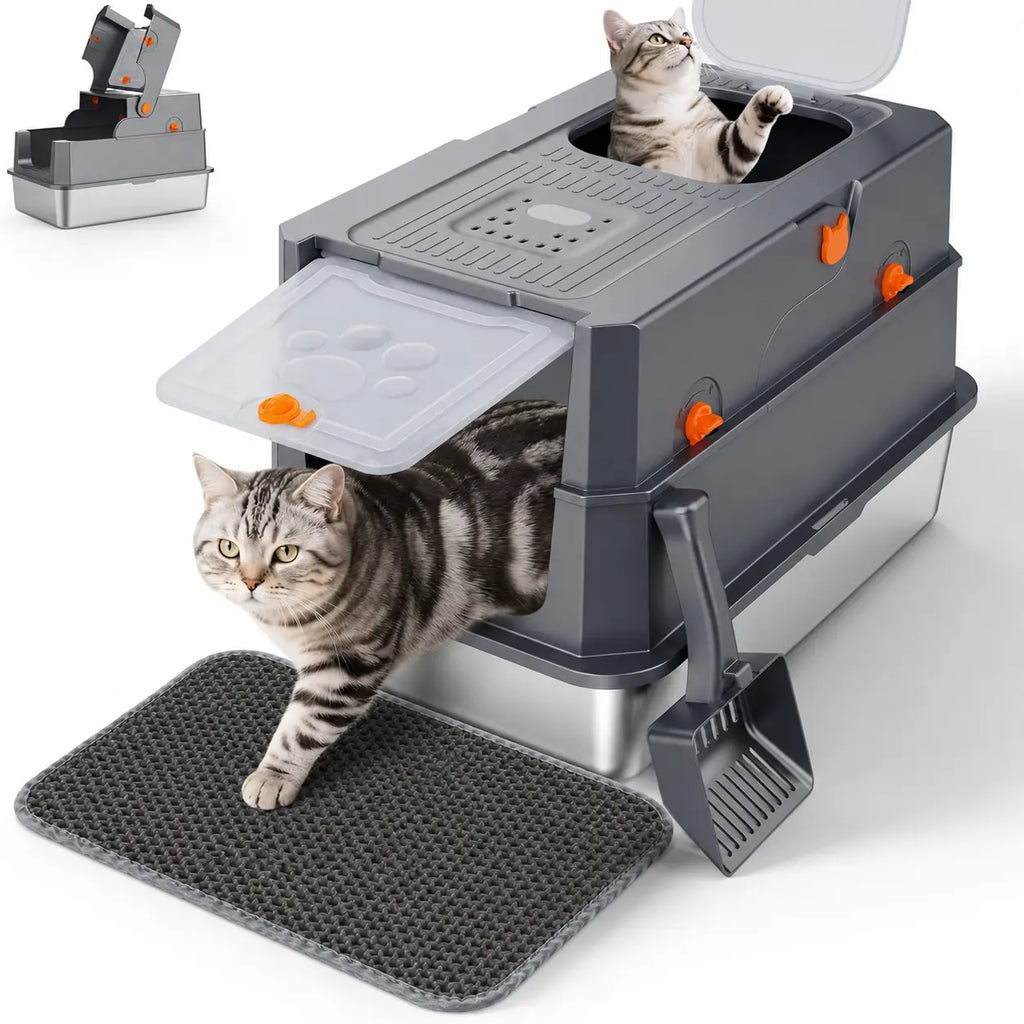 Misofog XL Enclosed Stainless Steel Cat Litter Box