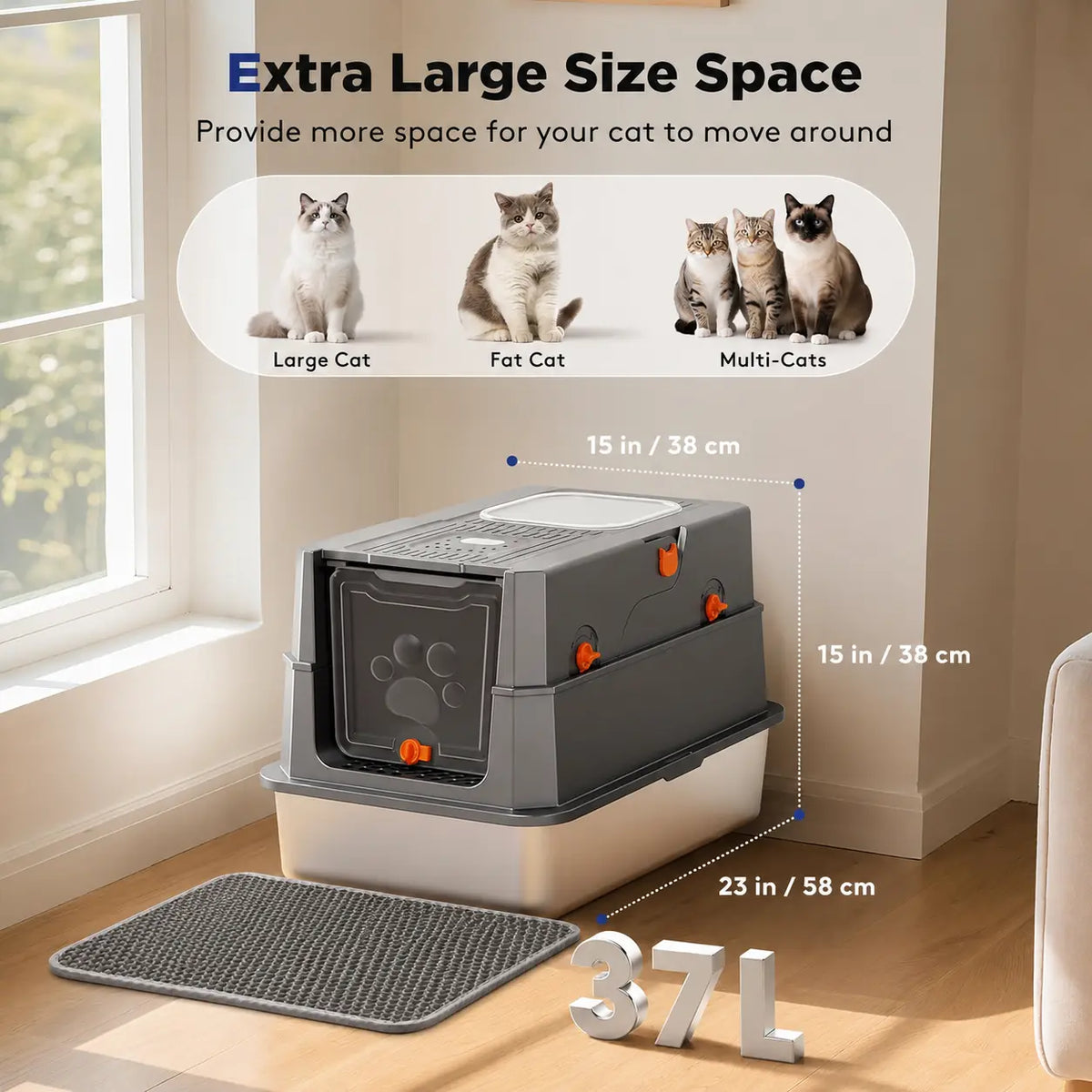 XL enclosed and semi-enclosed litter box
